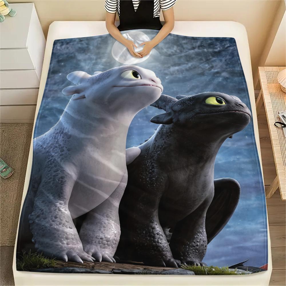 

How to Train Your Dragon Toothless & Light Fury Blanket, HTTYD Fan Cozy Throw, Ideal Gift.chl 75x90cm