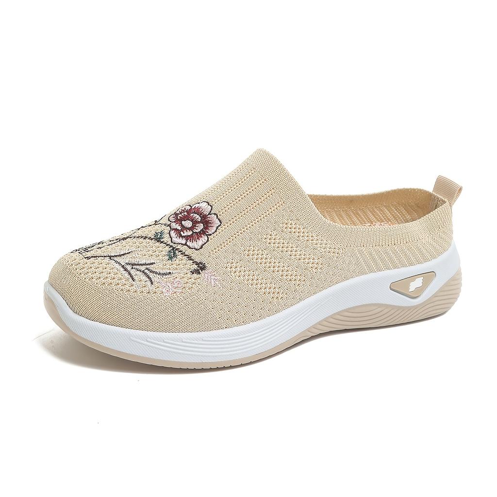 Easy Slip-On Lazy Slides Chinese Style Mesh Upper Shoes Spring Summer Outdoor Home Casual, Women Shoes(The Sizing Runs Big)