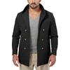 Men's Mid Length Lapel Hooded Double Breasted Casual Windbreaker