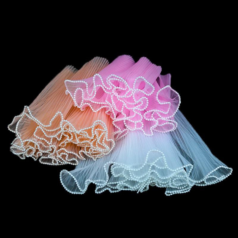 Korean Pearl Ruffle Gauze Floral Bouquet Wrapping Material - Pleated Mesh Wave Gauze