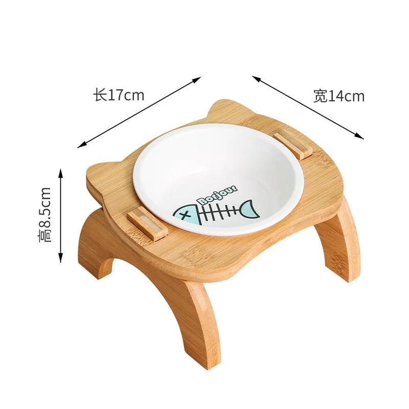 Elevated Bamboo Food Bowl Pet Bowl Cat and Dog Supplies Leak Proof Pet Food Bowl and Feeder for Small Dogs Cats Cat Food Bowl