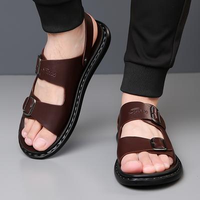 Mode 2025 Brandneue Herren Klassische Schwarze Atmungsaktive Rutschfeste Sandalen, Sommermode, Herren Bequeme und Lässige Zwei auf Strand Schuhe