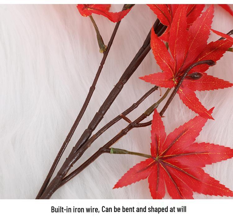 Artificial Red Maple Leaf Branch for Decoration and Landscaping