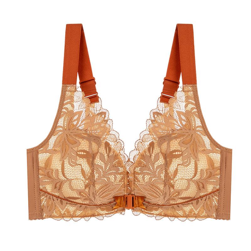 Lace Front Closure Racerback Push Up Bra, Wireless No-Gap Anti-Sag Shaping Bra for Small Bust Women