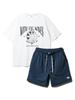ALVINCLO [Set] Withthewave Oversized Short Sleeve T-Shirt With String Details Woven Shorts Set
