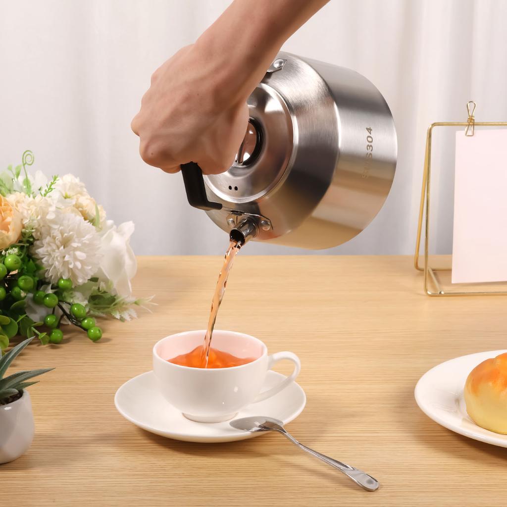 Camping Kettle with Anti Scald Handle Stainless Steel Portable Camp Tea Coffee Pot for Travel Outdoor Activity Outdoor Tea Pot