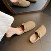 Boken Shoes French Retro Baotou Half Slippers Women's Lazy Single Shoes 2025 Spring and Summer New Flat-bottomed Boken Shoes