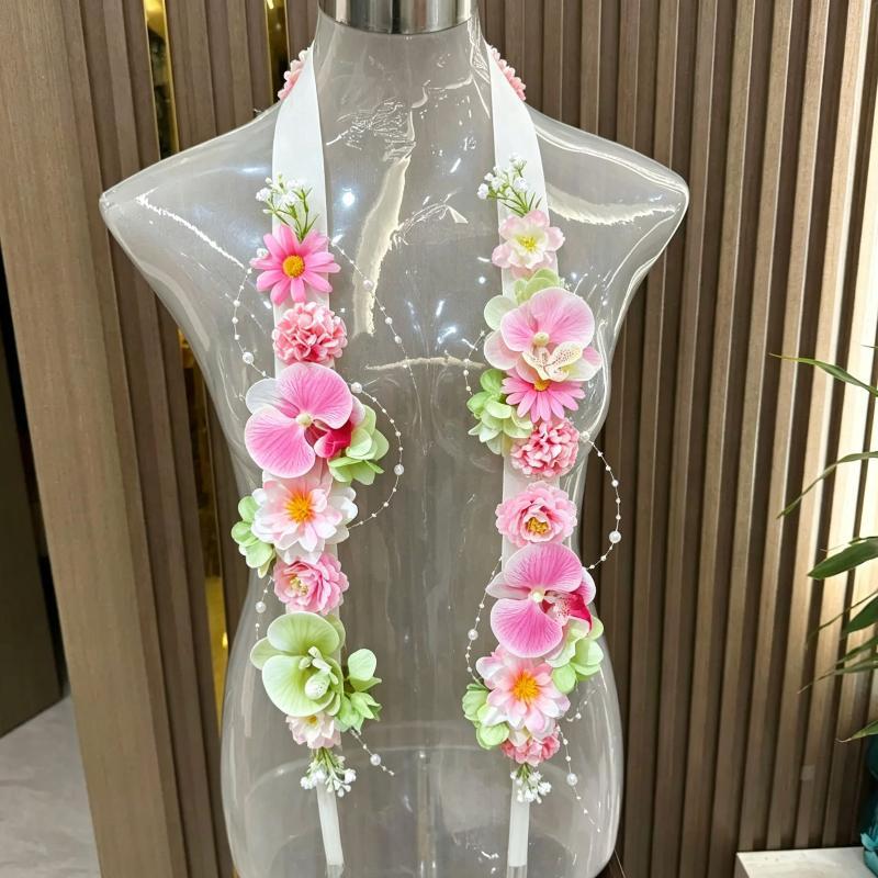 Elegant Artificial Flower Shawl Graduation Tie Flower Ribbon Multi-purpose Soft Bridal Wedding Banquet Accessory