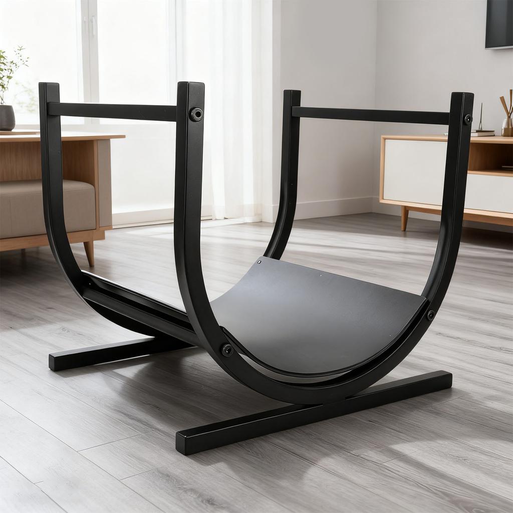 Porte-bûches Exquis Stable Gain de Place Assemblage Facile Support à Bûches en Fer pour Intérieur Extérieur