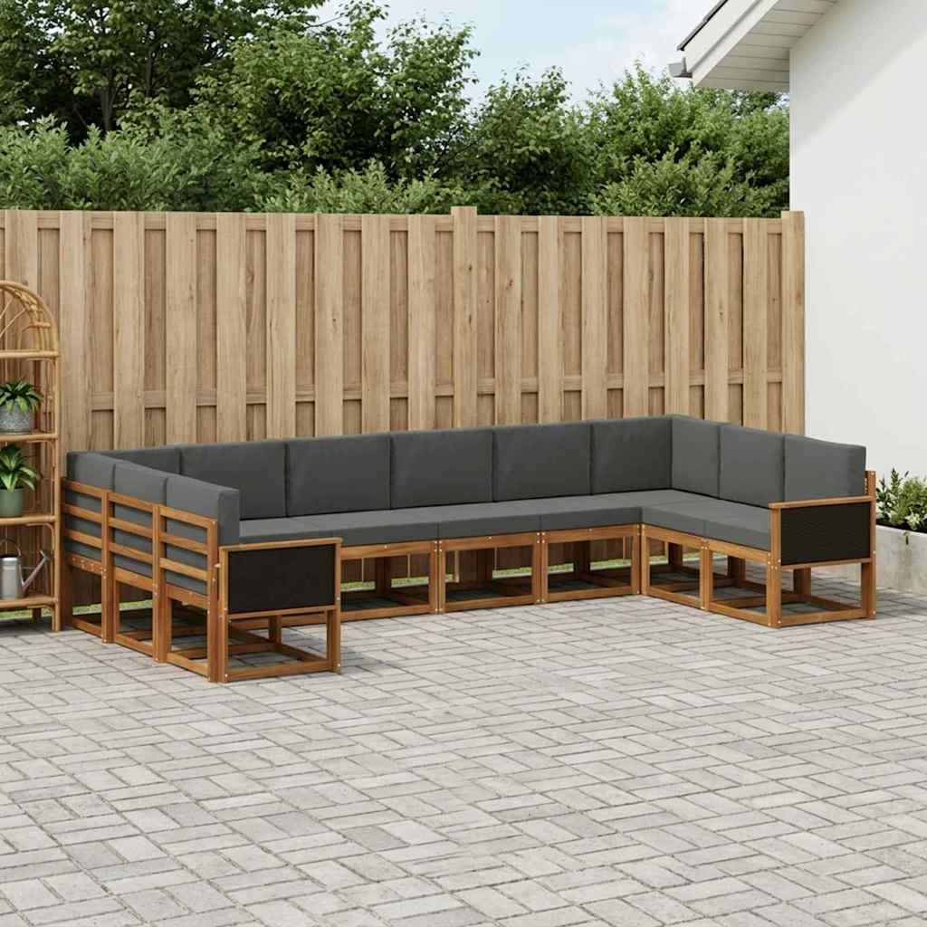 Outdoor Sofa Set 10 Pcs Natural & Anthracite