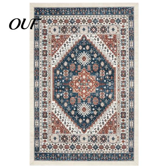 Vintage Ethnic Pattern Floor Decor Area Rug, 6 x 4Ft Living Room Soft Washable Low Pile Non Slip Mats for Persian Style Indoor Carpet with Backing