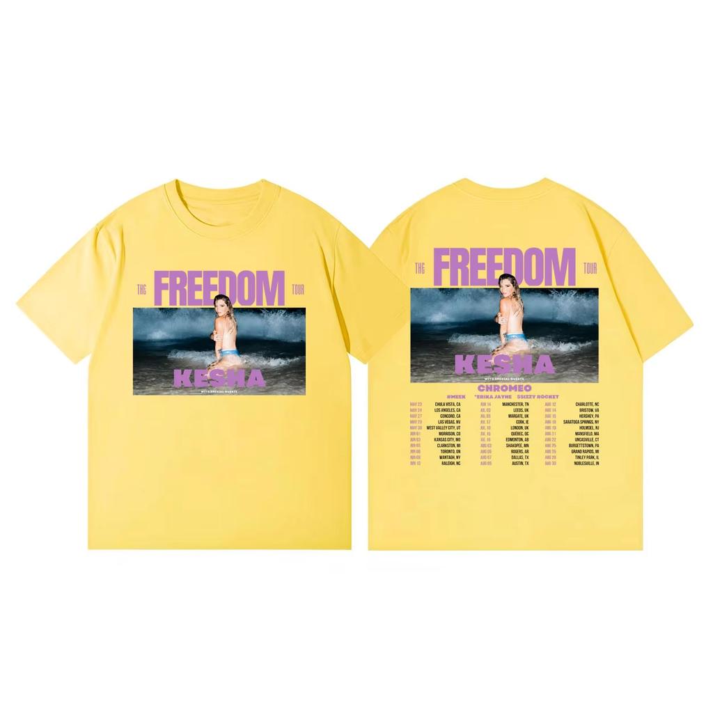 Hot Sale Summer Casual Cotton Vintage Top Kesha The Freedom Tour 2026 Graphic T Shirts Unisex Unisex Fashion Y2k Oversized Tshirt