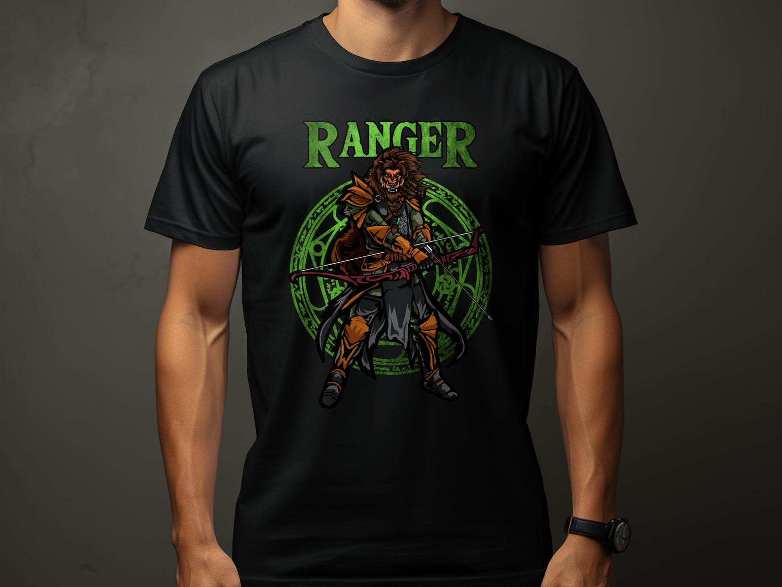 Lion Ranger T-Shirt, DnD Ranger Character Tee, RPG Gamer Gift, Tabletop Gaming Shirt, Fantasy Roleplaying Top, RPG Fantasy Fan Shirt 4XL