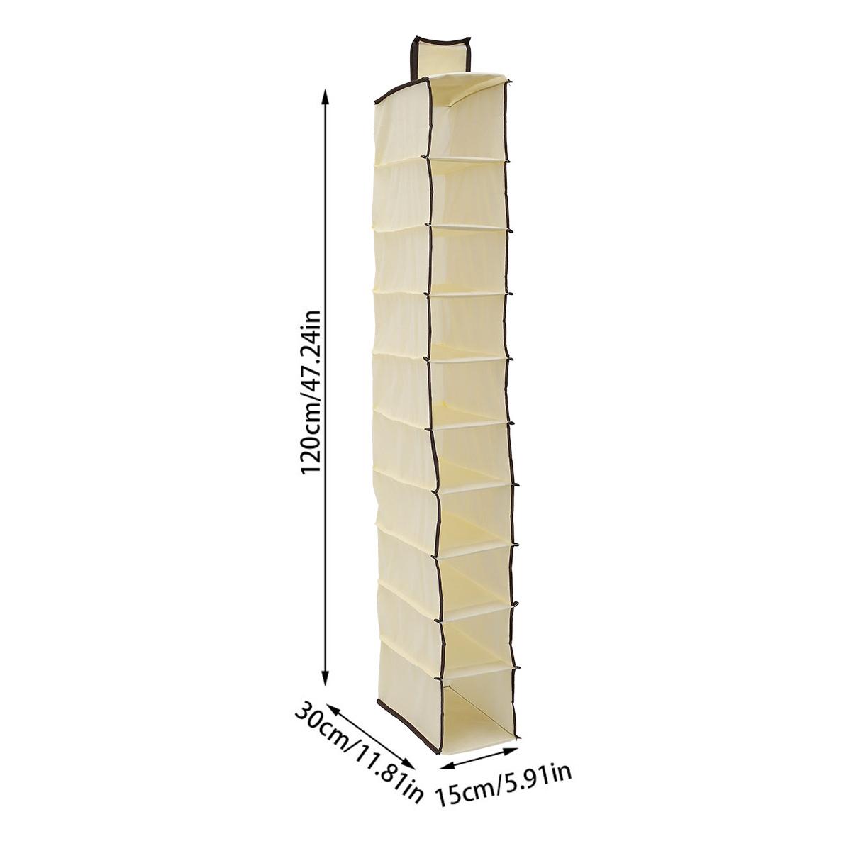 

10-слойная подвесная сумка для хранения, складная, экономящая место, органайзер для одежды, шляп, обуви, складной гардероб, органайзер для всякой всячины, 1/2 шт. 1Pcs хаки