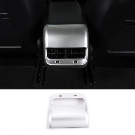 Silver Rear Air Vent Outlet Cover Trim Frame Accessories For 17-21 Tesla model 3