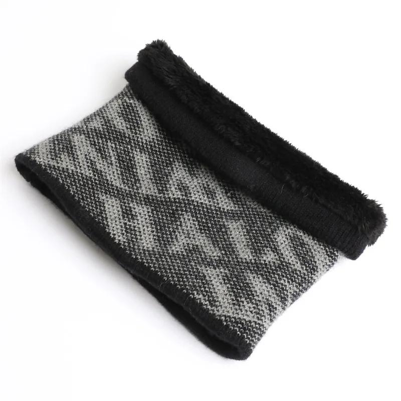 Thick Winter Warm Ring Neck Scarf Women Knitted Striped Collor Snood Neckerchief Outdoor Ski Full Mask Woolen Bufanda Muffler