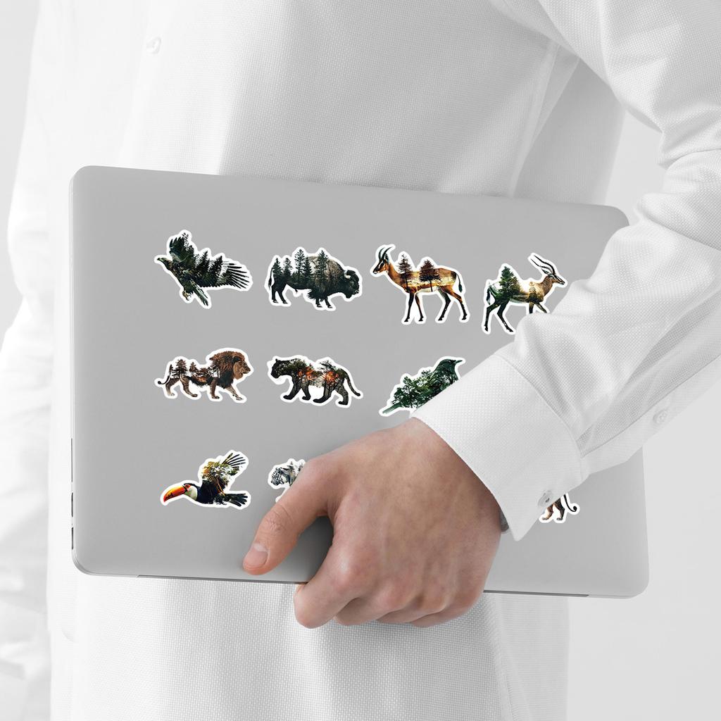 50 Natural Animal Graffiti Stickers Creative Animal Stickers Water Cup Mobile Phone Computer Waterproof Decorative Stickers