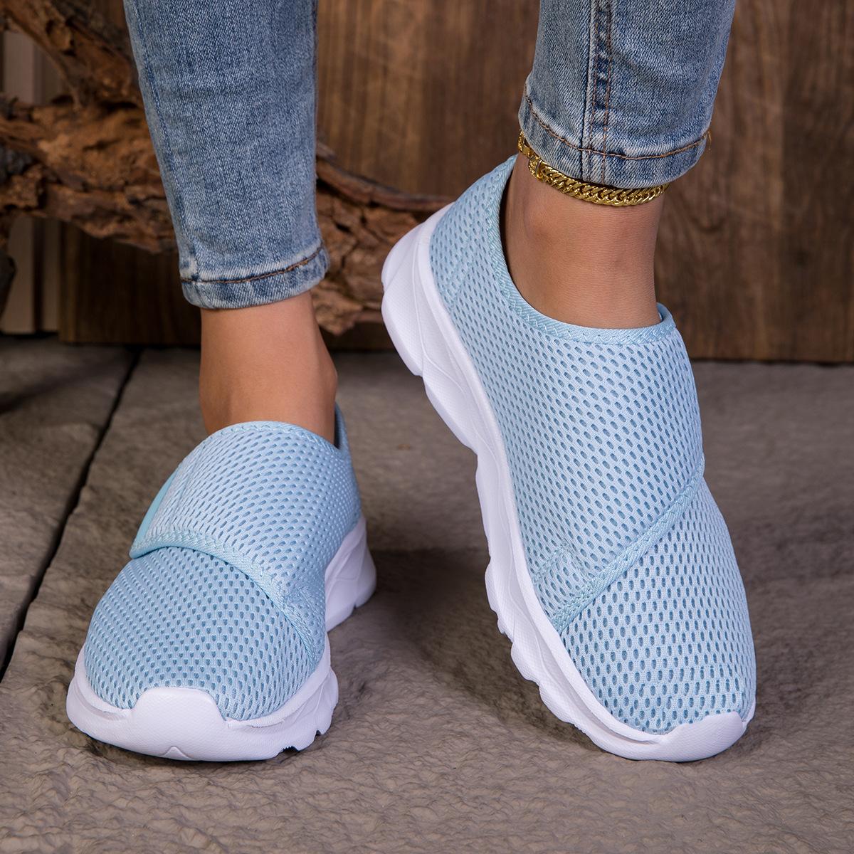Orthopädische Damen-Laufschuhe für breite Füße und geschwollene Füße - Verstellbare Riemen, Obermaterial aus weichem Stoff, atmungsaktiv -freundliche Sneaker mit MD-Sohle 44 himmelblaue