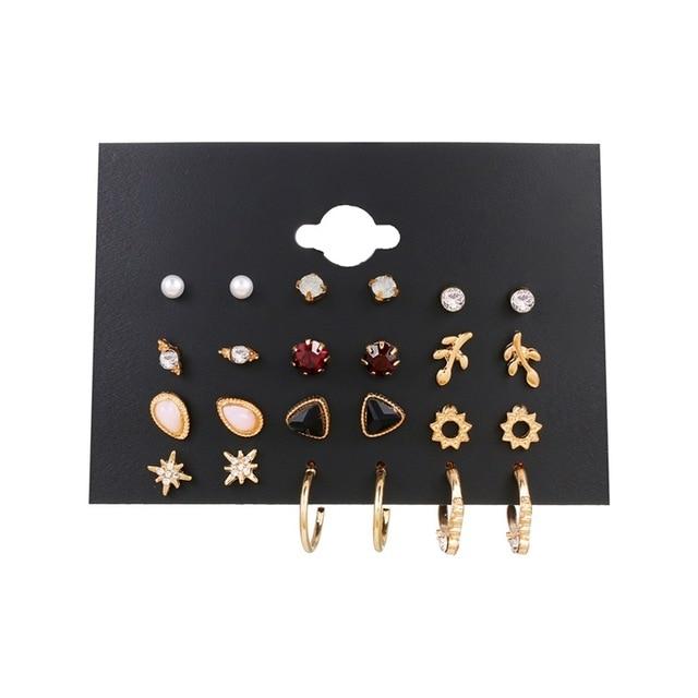 Women 'S Earrings Set Pearl Earrings For Fashionable Jewelry Women Bohemian Chic Style Geometric Crystalline Heart Stud EarringsFashion Stud
