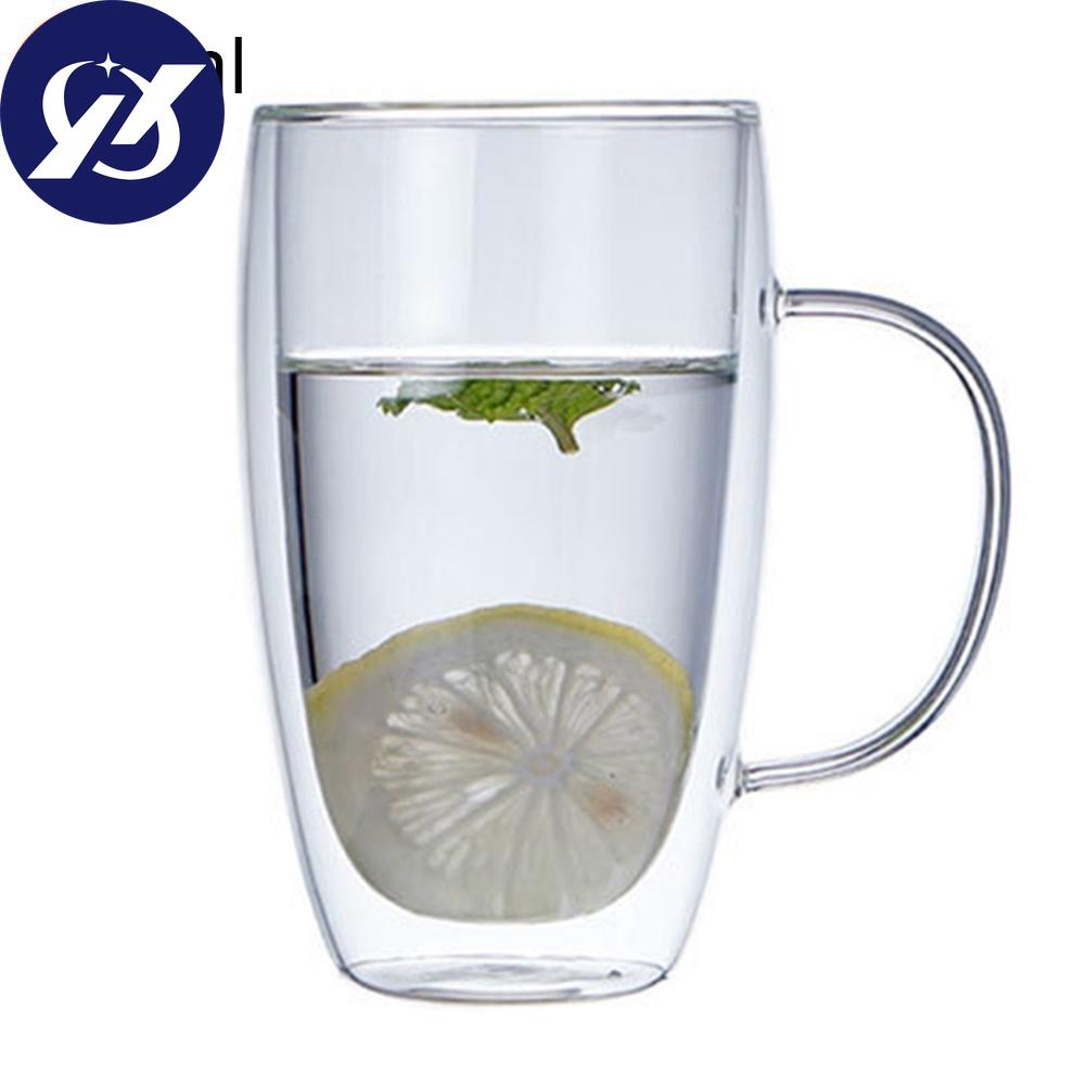 250/350/450 ml čirý hrnek na kávu s dvojitou stěnou s izolovanou rukojetí Skleněný pohárek na pití vánoční dárek