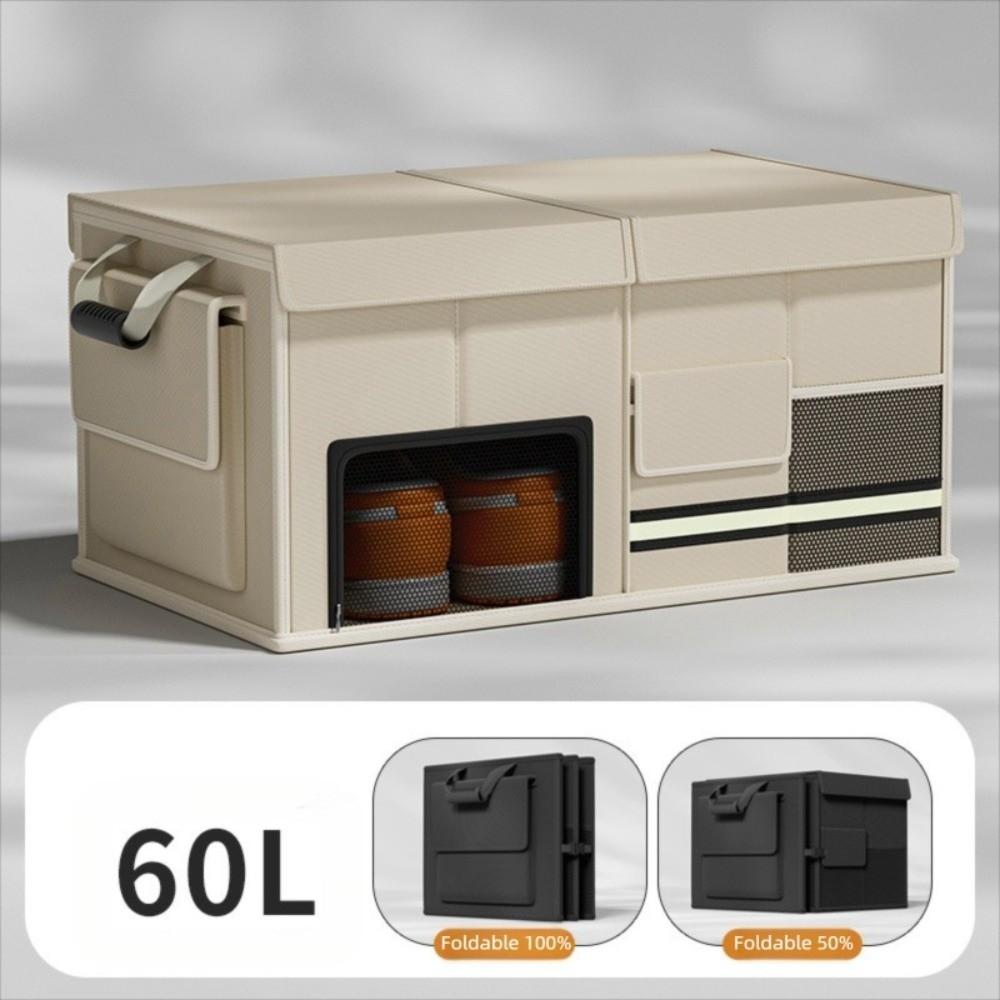 

Foldable Car Storage Box Large Capacity Car Trunk Storage Car Trunk Organizer Camping Travel бежевий