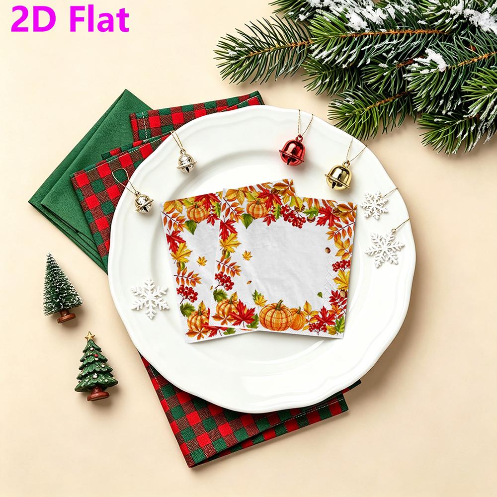 20pcs Disposable Napkins with Pumpkin, Turkey Pattern Print for Wedding,Parties,and Daily Use for Thanksgiving Fall Christmas Table Decoration