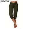 BITCED 10 Color Women's Fashion Casual Solid Color Print Pants & Capris