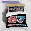 3PC Custom Name Donut Number Celebration Bedding Set Printed  Bedding Set Duvet Cover Closure Includes 1 Duvet Cover & 126 Pillowcases for Bedroom