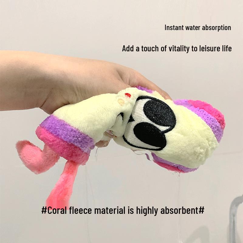 Dopamine Cartoon Coral Fleece Hand Towel: Soft, Quick-Drying, More Absorbent Than Cotton, Perfect for Kids (Spring/Summer)