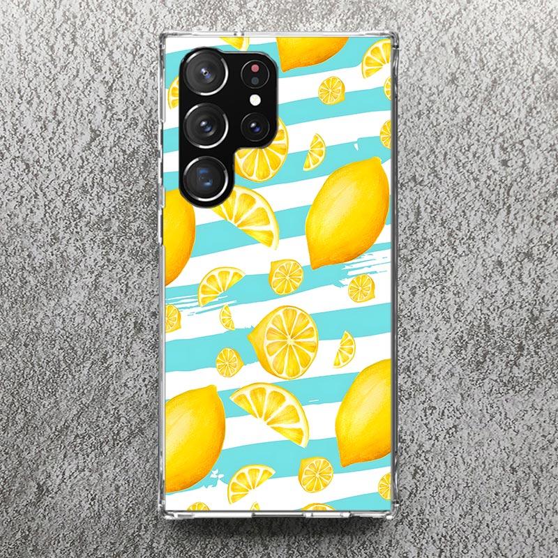 Summer Fruits Lemon Print Soft Case for Samsung Galaxy S25 S24 S23 S22 Ultra S21 Plus S20 FE Phone Shell S10 + Pattern Cover