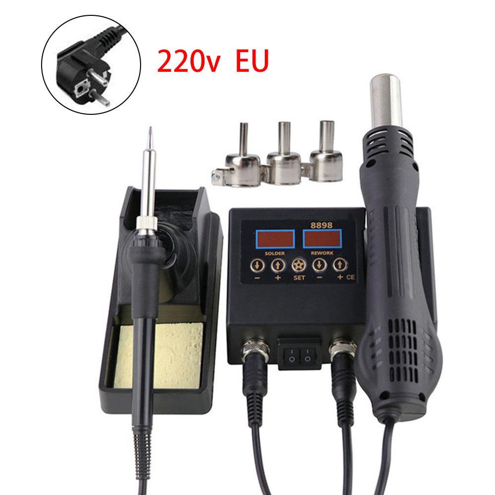 

8898 SMD Rework Soldering Station 2 In 1 Hot Air Soldering Iron LCD Digital Display Welding Station For BGA PCB IC Repair