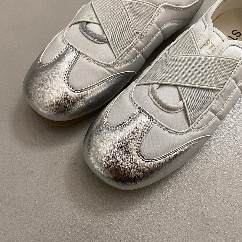 Fashion Flat Mary Jane Shoes for Women 2025 Autumn New Ballet Women Sneakers Large Size Fashion Cross Elastic Band Female Shoes
