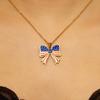 Yousheng 250th Anniversary Jewelry Set, USA Flag Pattern Bowknot Stud Earrings, Adjustable Fit Choker Necklace, Independence Day Commemorative Bow