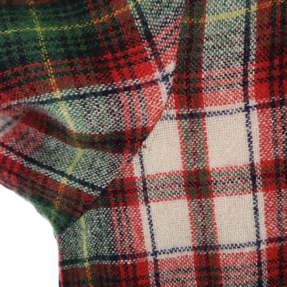 WESTERN GENTLEMAN 70s Wool Blend Flannel Vintage Check Pattern Long sleeve skipper shirt Men's Used