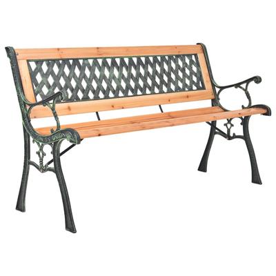 Vidaxl Trädgårdsbänk, 116 Cm, Gjutjärn Och Massivt Granvirke