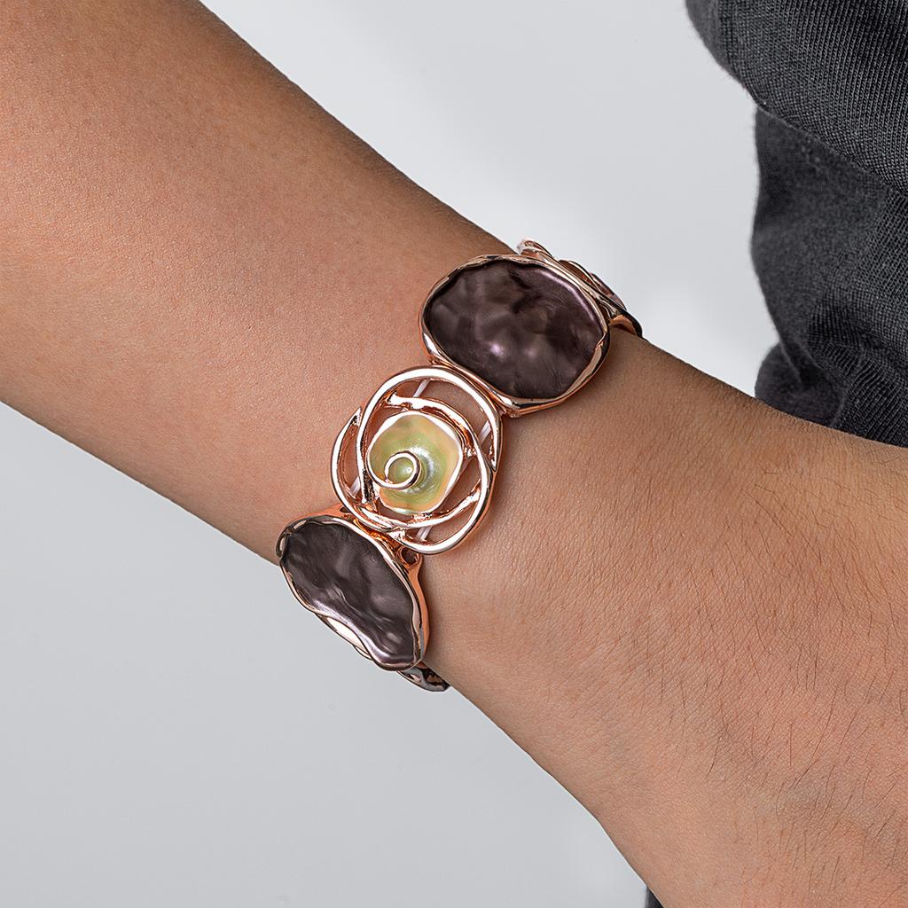 1 Simple and Elegant Colored Enamel Geometric Elastic Thread Rose Oil Drop Bracelet
