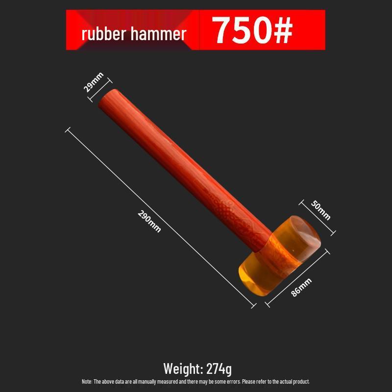 Transparent Rubber Hammer with Wooden Handle – Ideal for Tile, Marble, and Plastic Installation