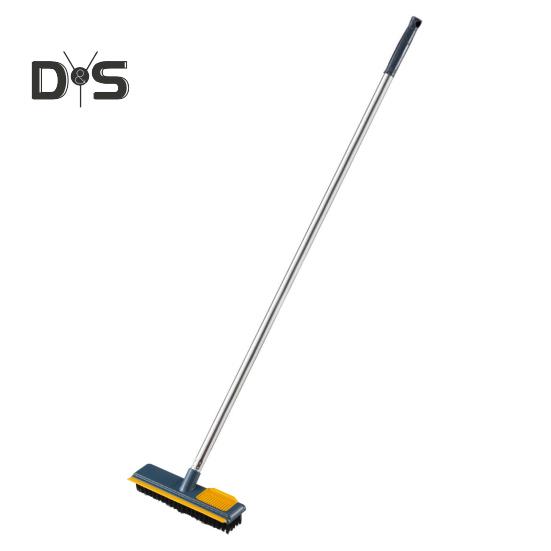 

Телескопическая щетка для мытья пола с длинной ручкой 2 в 1 с жесткой щетиной для душа с резиновым скребком Аксессуары для ванной комнаты синий