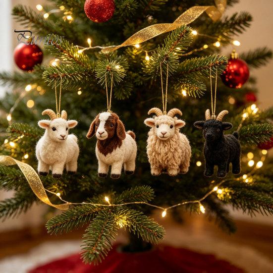 Decorative Miniature Pendants Goat Advent Calendar 2026, 24 Day Christmas Countdown with Unique Mini Pastoral Style Ornaments Figurines, Farmhouse
