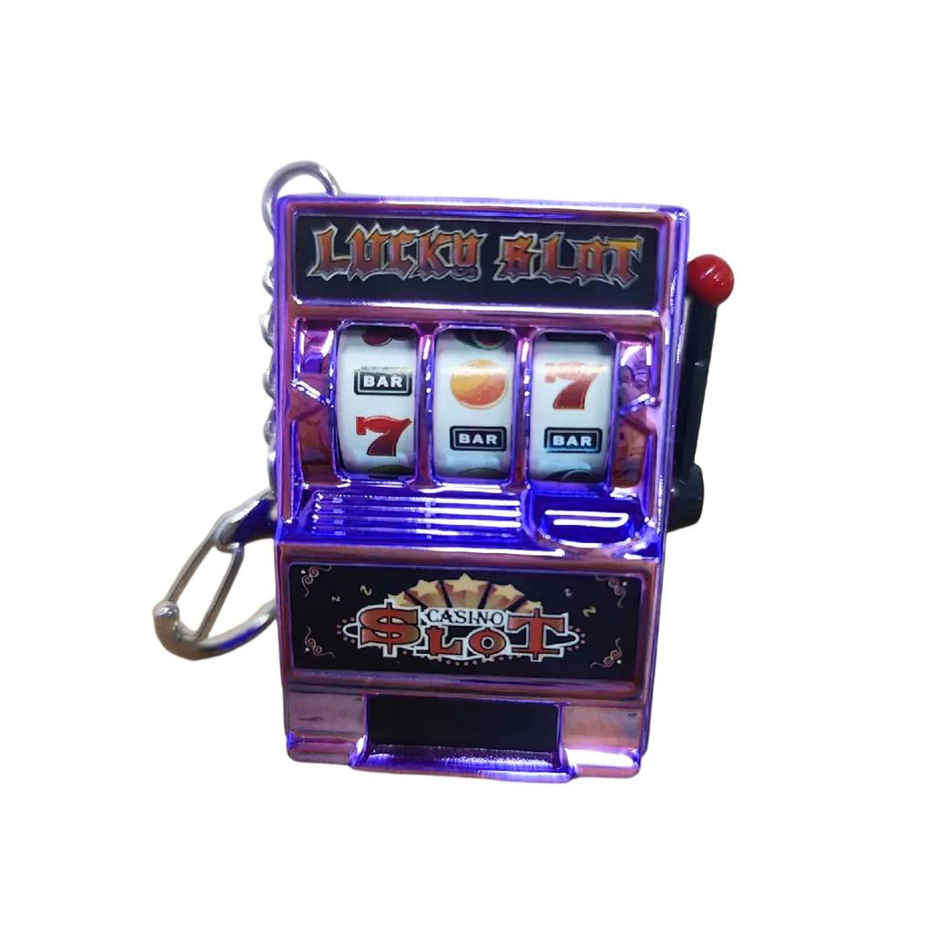 Portachiavi Gioco Slot Machine Mini Giocattolo Replica Piccola Slot Machine da Casinò con Bobine Rotanti e Leva per Uso da Collezione o Decorativo