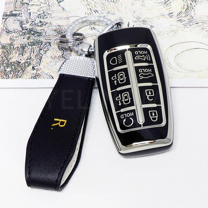 NEW 8 Buttons TPU Car Key Cover Case For Hyundai Genesis G80 GV70 GV80 2019 2020 2021 2022 Remote Key Holder Auto Accessories