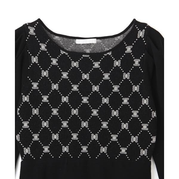 by Jill Casual Logo Jacquard Mermaid Knit Gray [Jill Stuart] Dress, Dress, Women's,