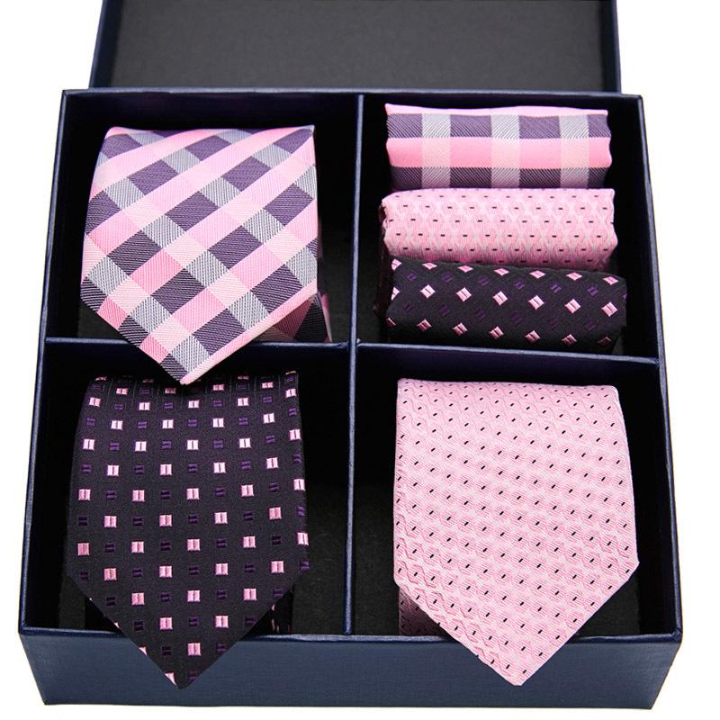Nuova Scatola Regalo da Uomo Cravatta Moda Affari Strisciata Cravatta Quadrata Asciugamano Set Combinato Scatola Regalo