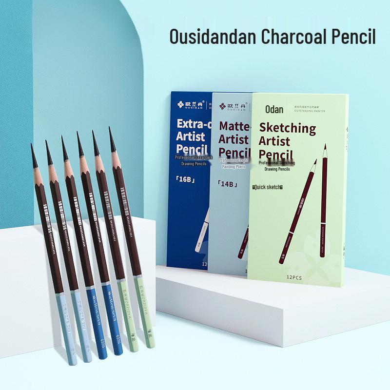14b Matte Charcoal Sketching Pencils Set for Students & Professionals