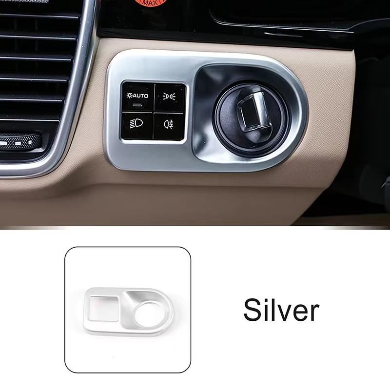 Car Console Headlight Switch Button Frame Carbon Fiber Texture Trim For Porsche Cayenne 2018- Interior Sticker Accessories