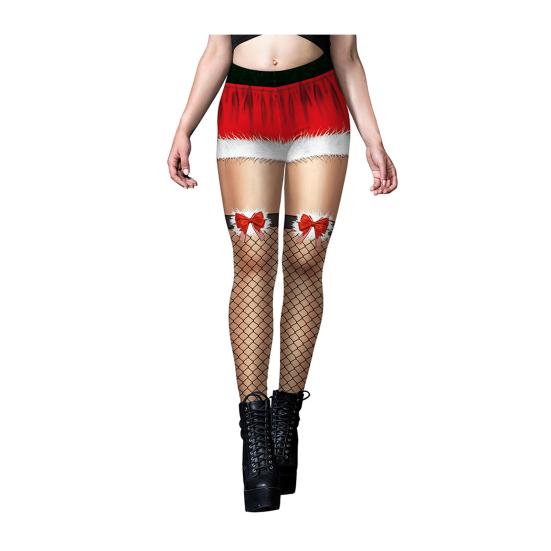 Women Leggings Fake Shorts Suspenders High-Waisted Close-Fitting Tailoring Tights with 3D Fishnet