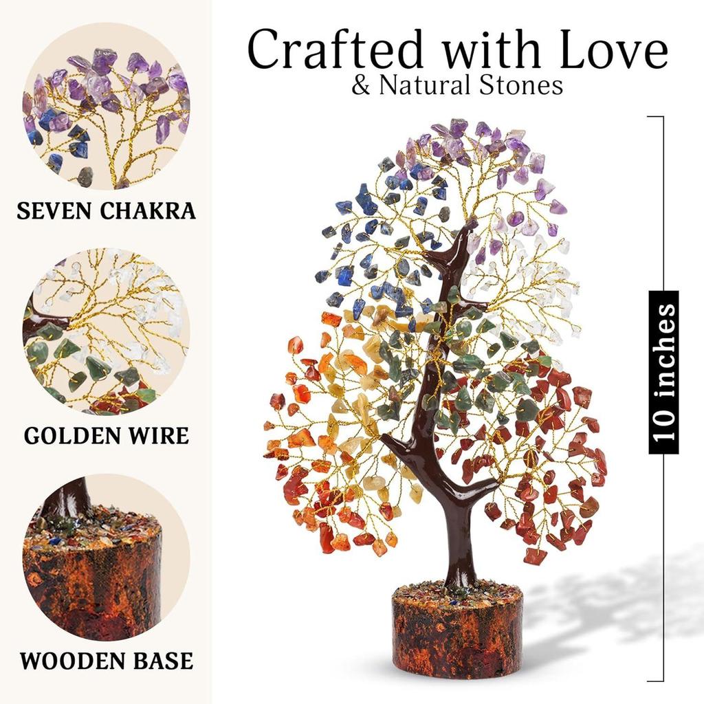 Seven Chakra Crystal Tree Showpiece Good Luck Home Decor Living Room Decoration Items, Wedding Gift for Couples