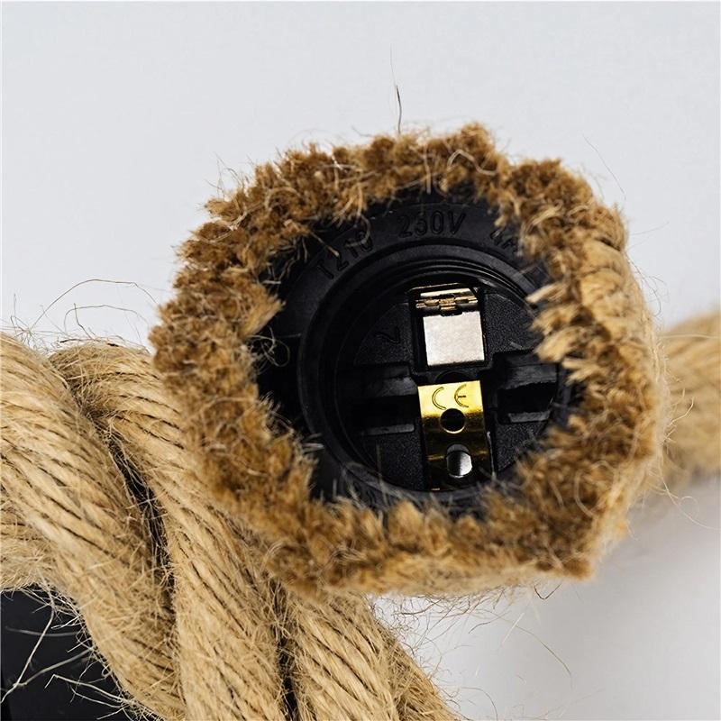 Vintage Hemp Rope Pendant Cord E27 Socket Creative Retro Lighting Accessory