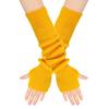 Women's Winter Warm Wool Gloves, Fingerless Long Sleeves, Solid Color, Extended Gloves