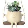Swing Face Planter Pots, 1/2PCS Wall Hanging Head Planters, Smile Face Resin Flower Pot, Creative Succulents Plants Pot Basket, for Indoor, Outdoor,